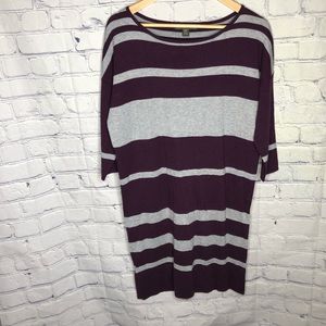 Tommy Bahama Womens Knee Length Sweater dress 3/4 Sleeve Gray striped Small